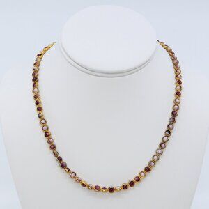 Vintage Gold Toned Choker Necklace With Purple Ombre Beads-UV Light Glow Effect